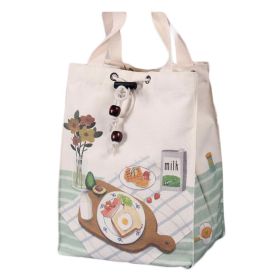 Sandwich Canvas Lunch Box Bento Bag Portable Drawstring Large Capacity Lunch Tote Bag